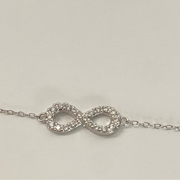PAJ Signed 925 Silver Dainty Bracelet Clear CZ Infinity Loop Love  7.5 Inch - Picture 4 of 8